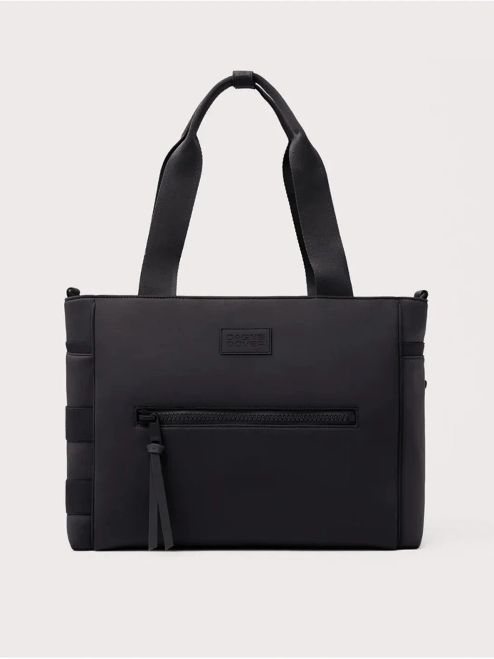 Dagne Dover Black Neoprene Everyday Tote with Front Zip